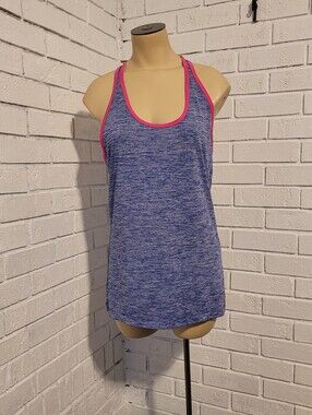 ​BCG Tru-Wick Women's Racerback Tank Top Size M Blue Pink Heathered Activewear